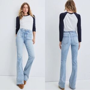 Veronica Beard Florence Flare Patch Pocket Jean in Cape